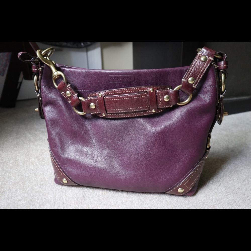 Coach Carly Plum Leather Handbag